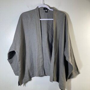 Womens Eskandar Open Linen‎ Jacket Heavy Weight Lagenlook Gray Esk 0 US 6/8